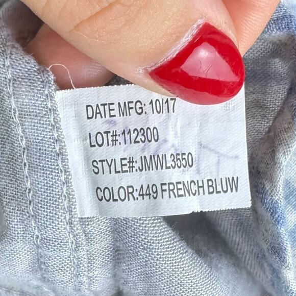 Johnnie-O Blue Gray Plaid Long Sleeve Collar Button Up Lightweight Shirt Pocket - Picture 8 of 8